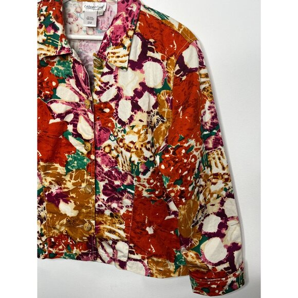Coldwater Creek Women’s Large Floral Cotton Shirt Jacket Multicolor - Picture 4 of 14